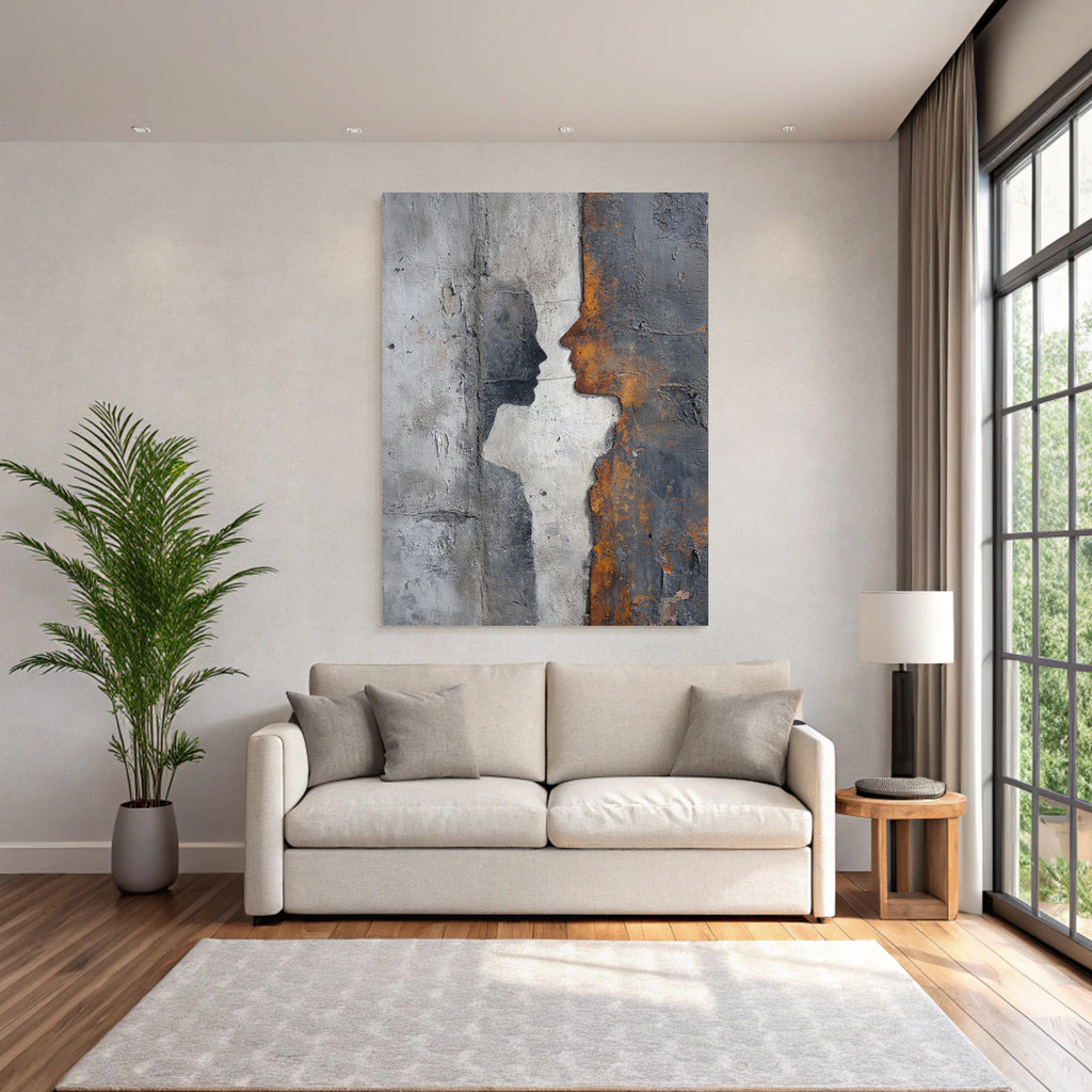 Zwei Silhouetten Mural Dunkel Orange