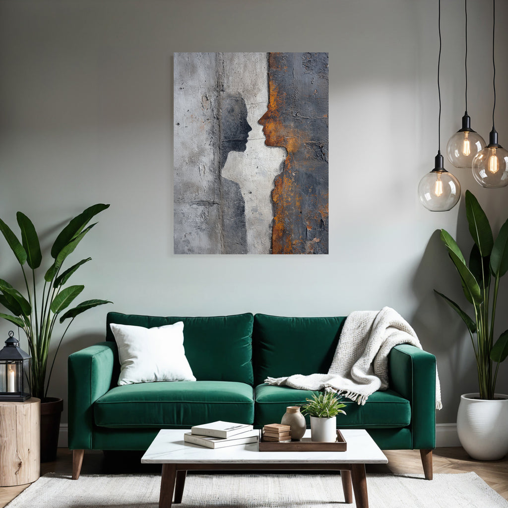 Zwei Silhouetten Mural Dunkel Orange