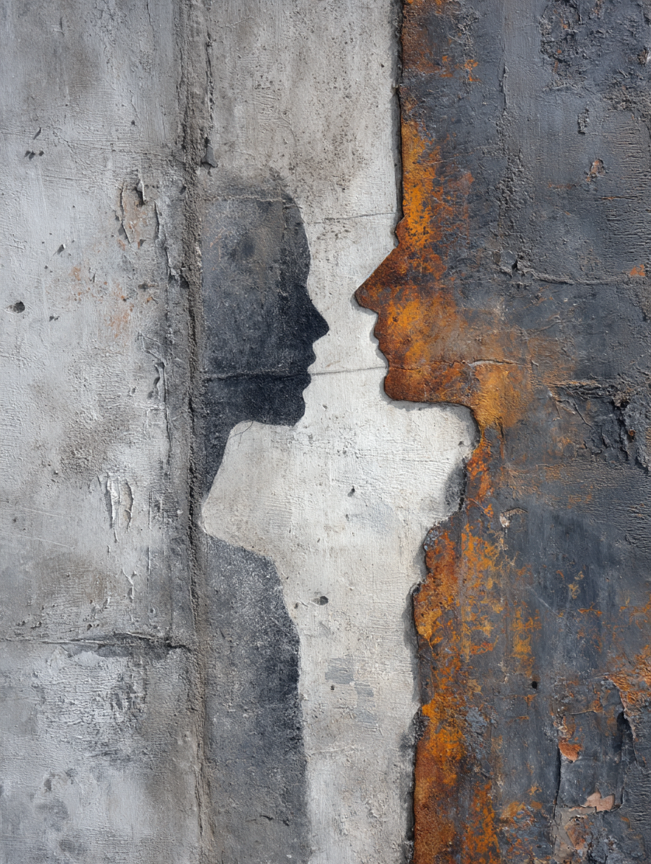  Zwei Silhouetten Mural Dunkel Orange | Industrial | Einrichtungsstile