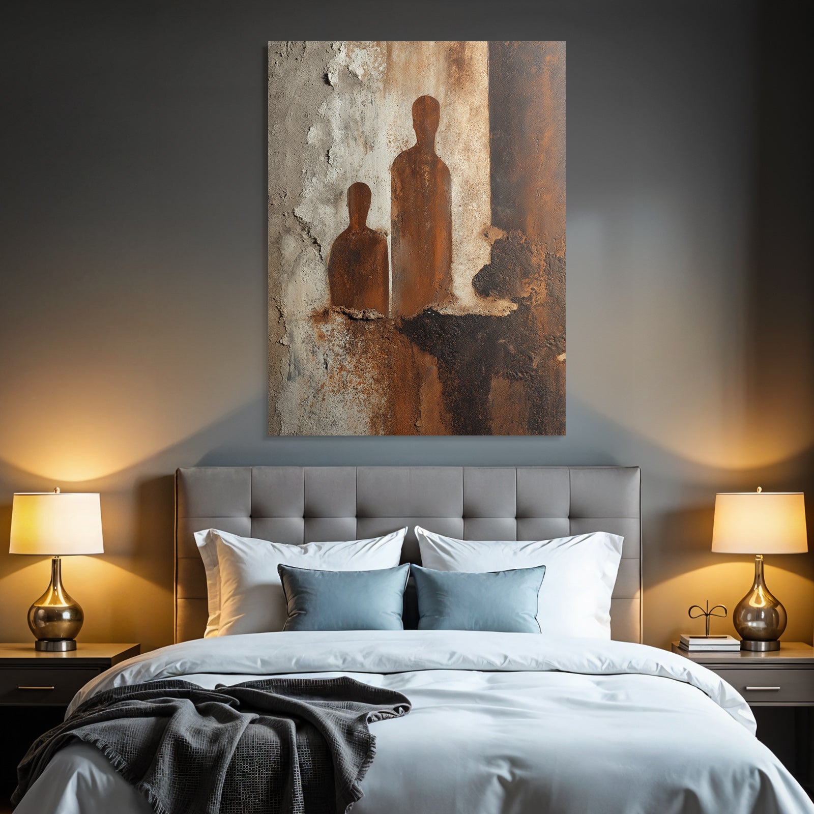 Zwei Silhouetten Rost Textur Wand