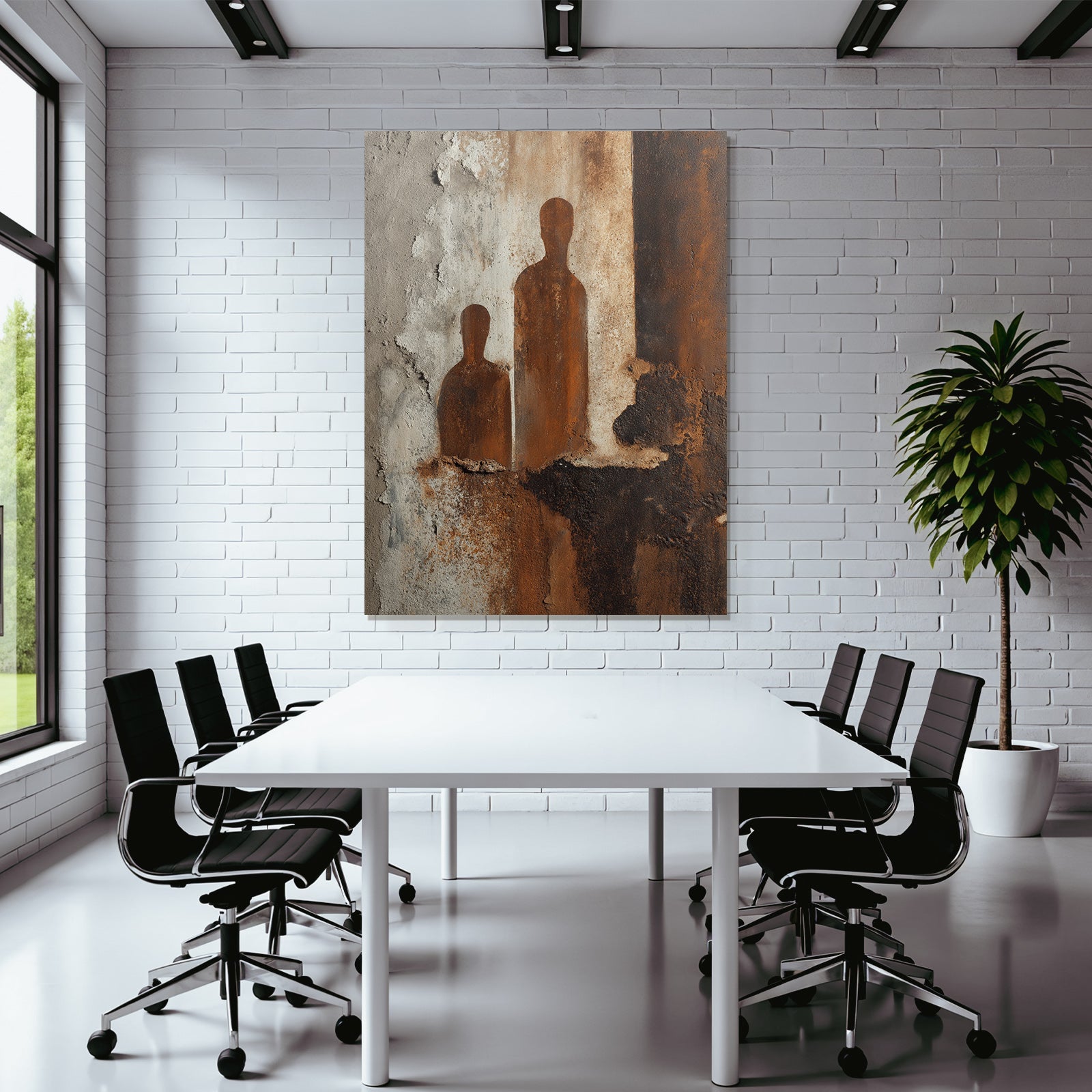 Zwei Silhouetten Rost Textur Wand