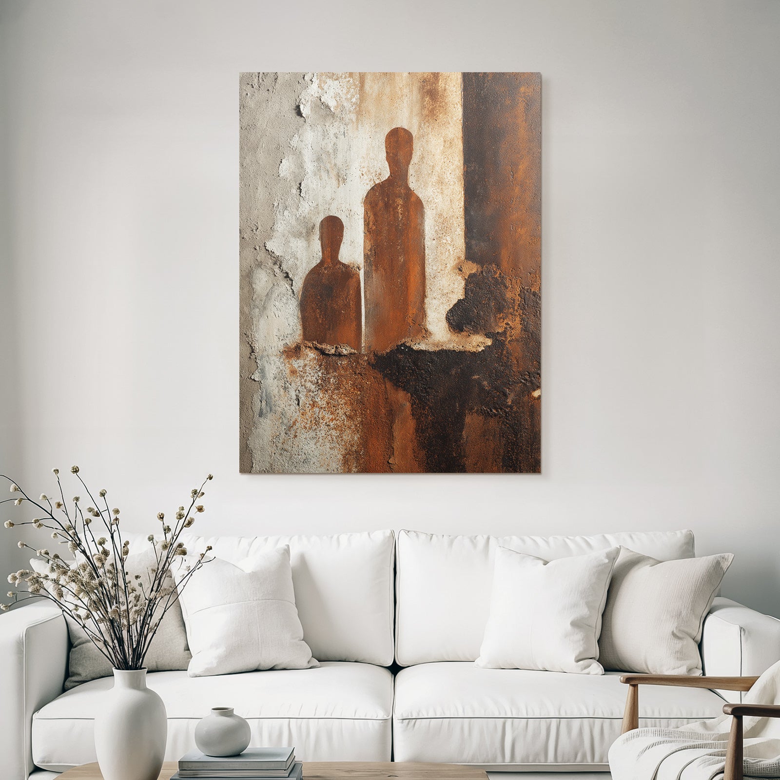 Zwei Silhouetten Rost Textur Wand