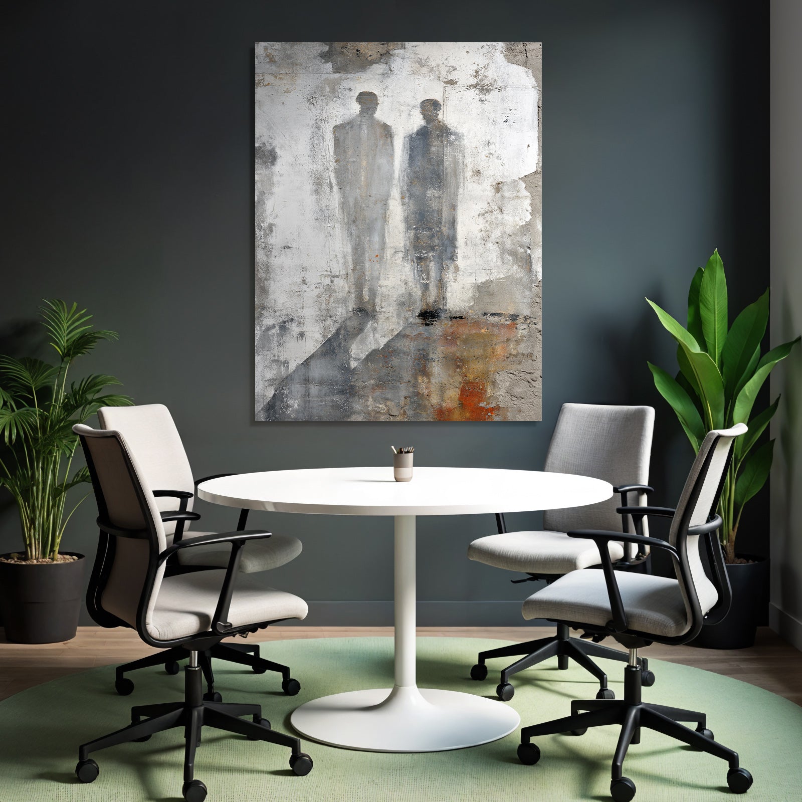 Abstracte Darstellung Zwei Figuren Auf Leinwand Mural