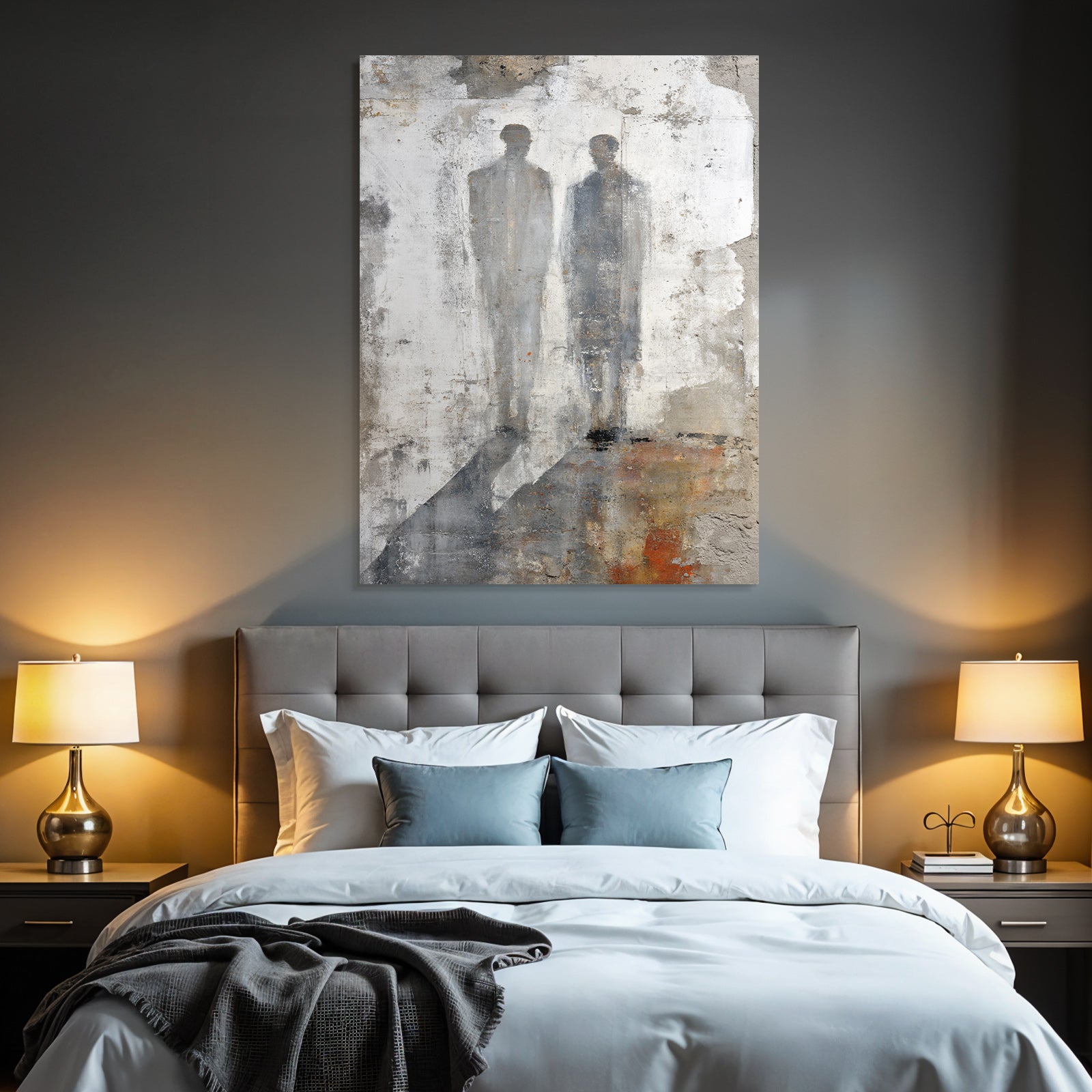 Abstracte Darstellung Zwei Figuren Auf Leinwand Mural