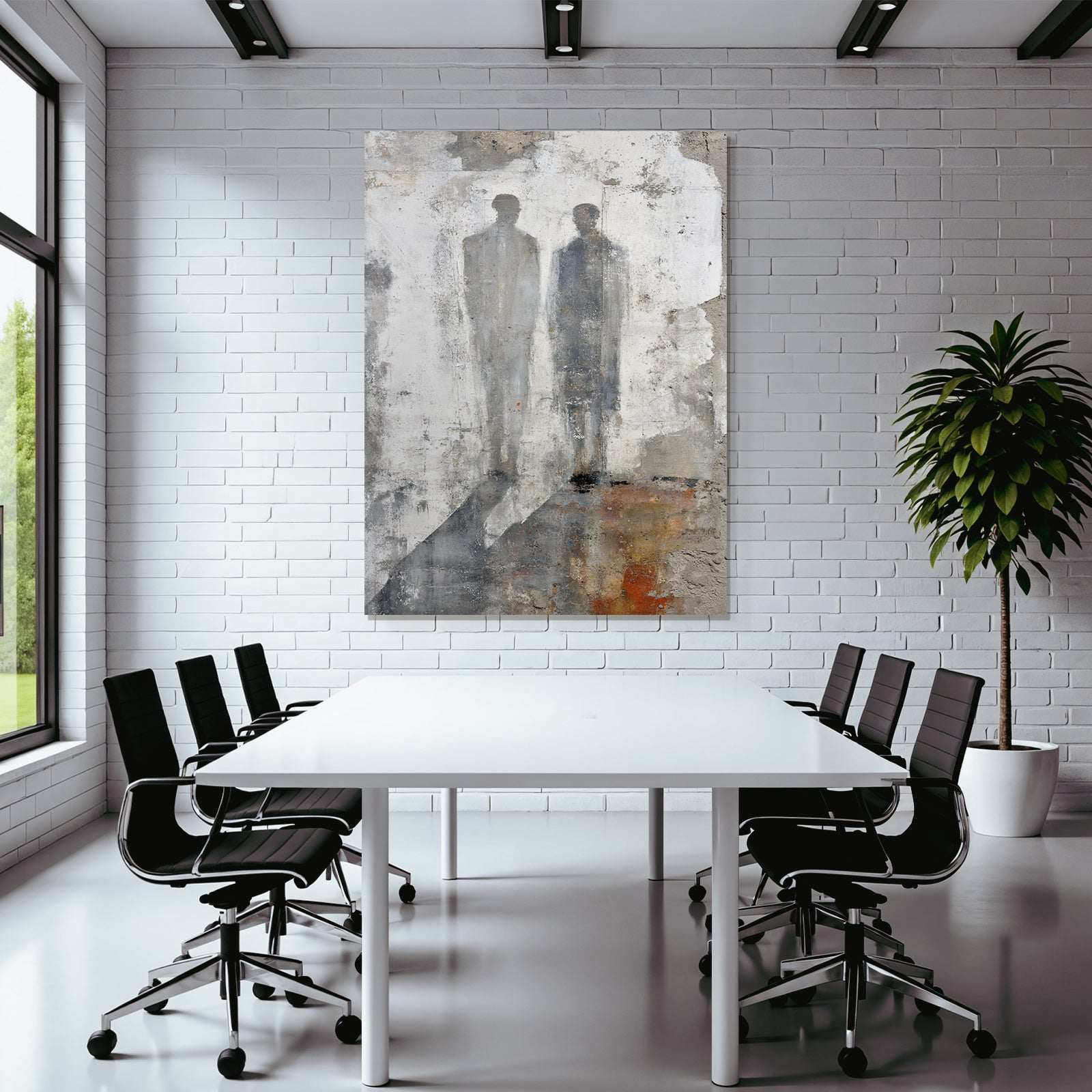Abstracte Darstellung Zwei Figuren Auf Leinwand Mural