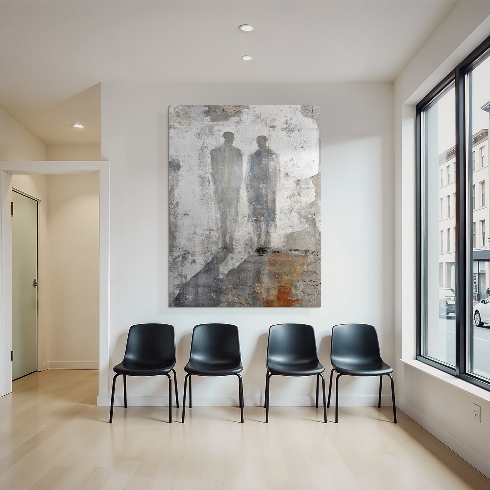 Abstracte Darstellung Zwei Figuren Auf Leinwand Mural