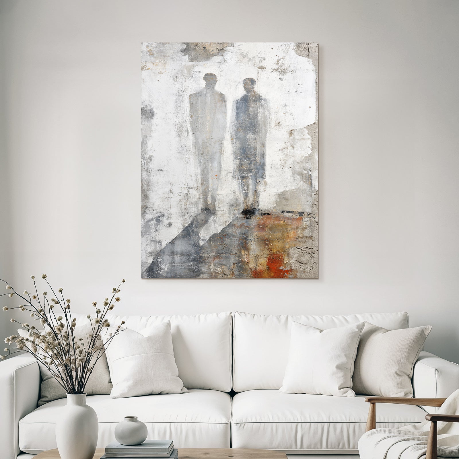 Abstracte Darstellung Zwei Figuren Auf Leinwand Mural