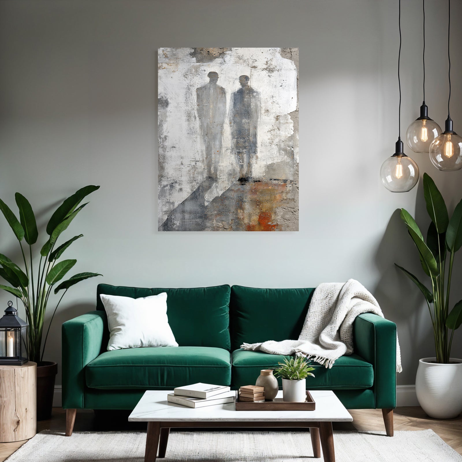 Abstracte Darstellung Zwei Figuren Auf Leinwand Mural