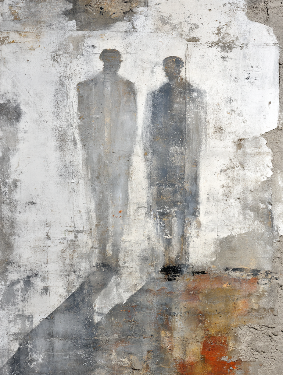 Abstracte Darstellung Zwei Figuren Auf Leinwand Mural | Industrial | Einrichtungsstile