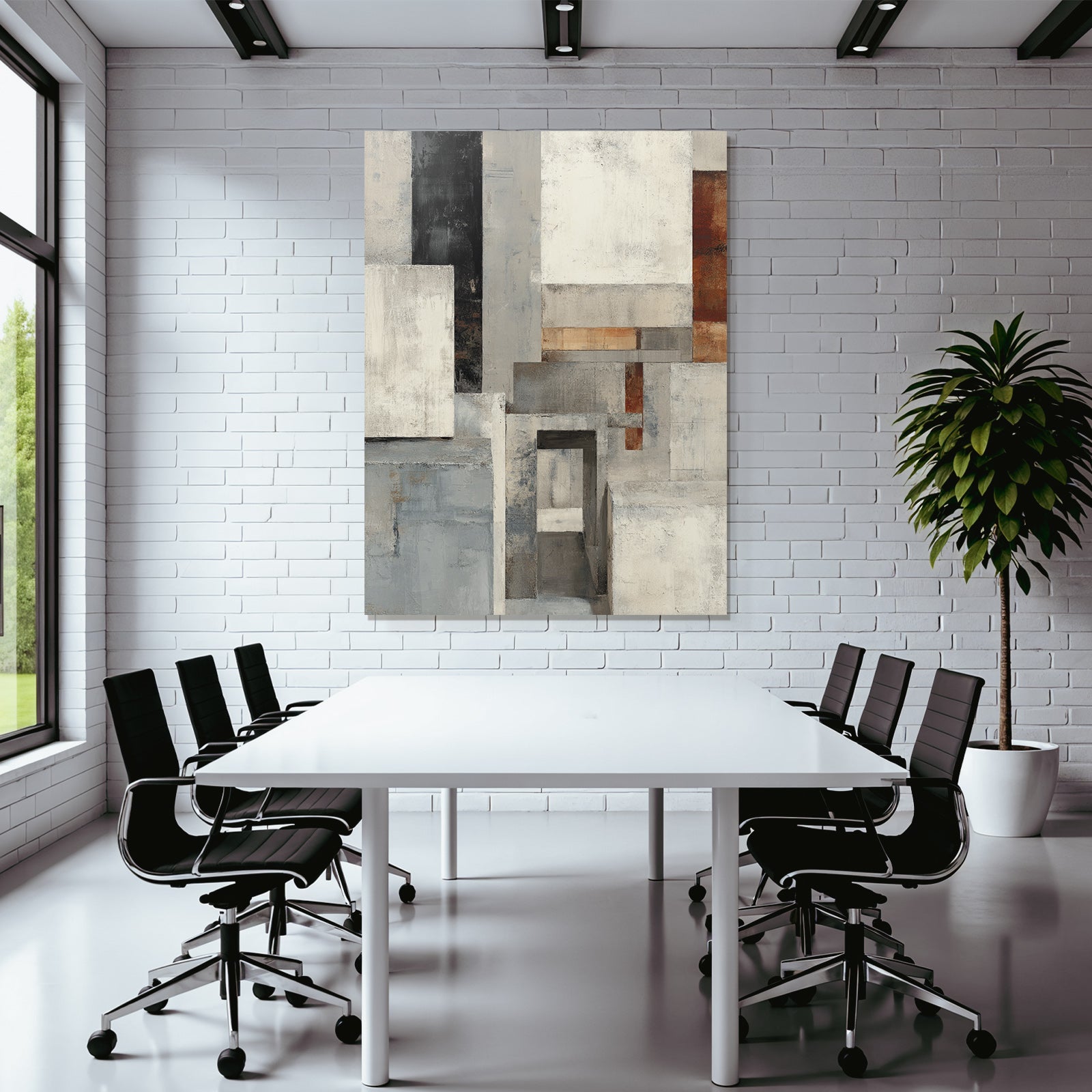 Abstracte Komposition Geometrische Formen Gedaempfte Farben Grau Rost