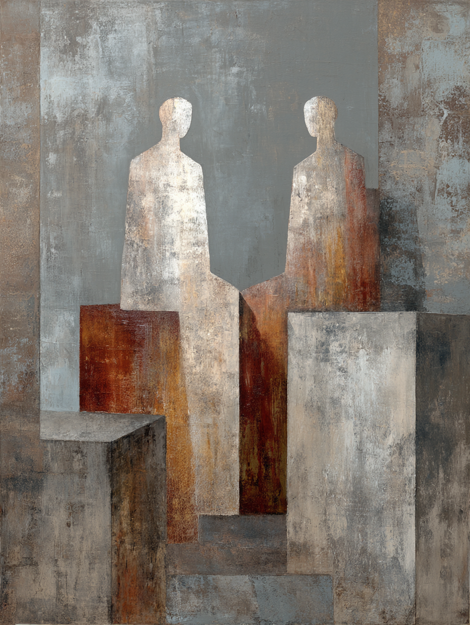 Abstracte Kunst Zwei Figuren Geometrische Formen | Industrial | Einrichtungsstile