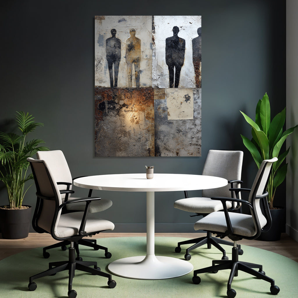 Abstrahierte Silhouette Kunstwerk Mixedmedia Hintergrund