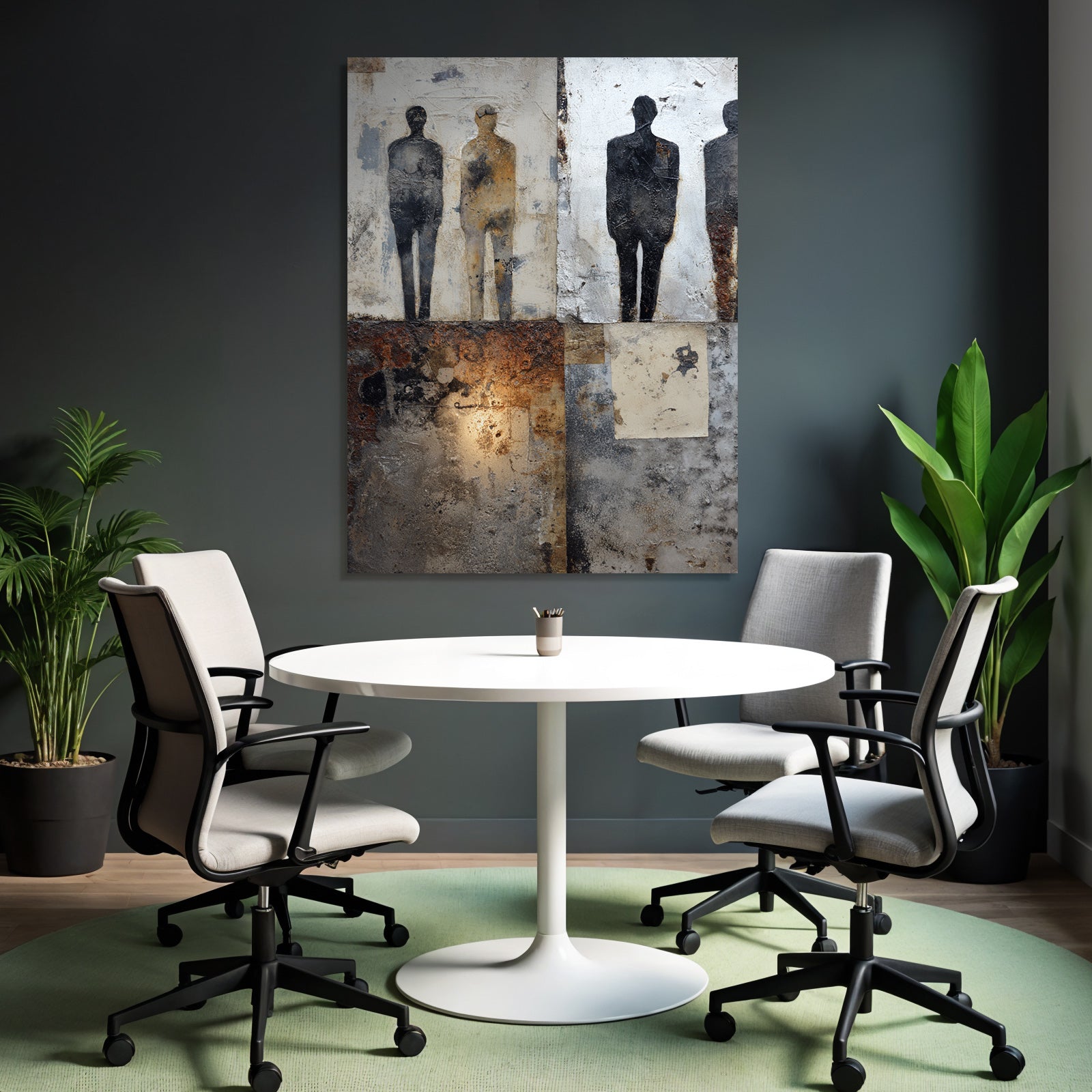 Abstrahierte Silhouette Kunstwerk Mixedmedia Hintergrund