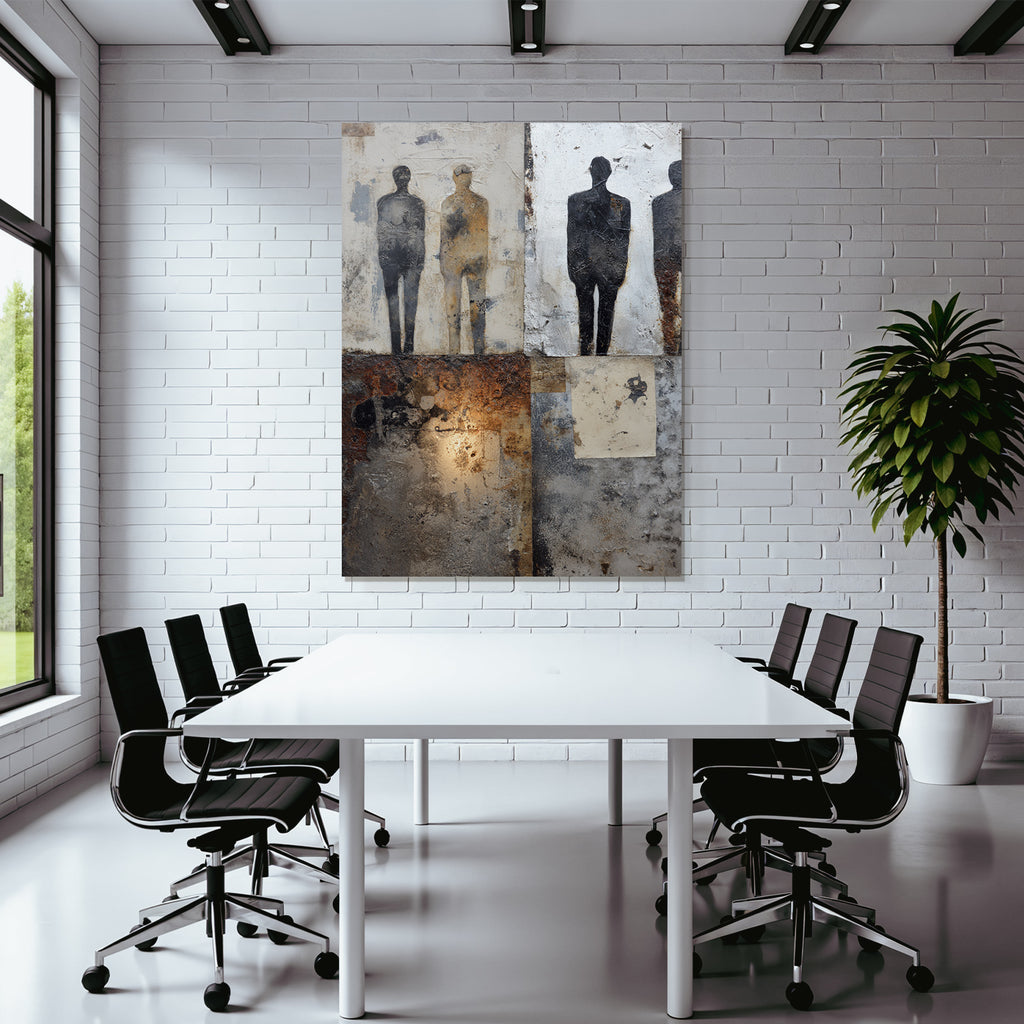 Abstrahierte Silhouette Kunstwerk Mixedmedia Hintergrund