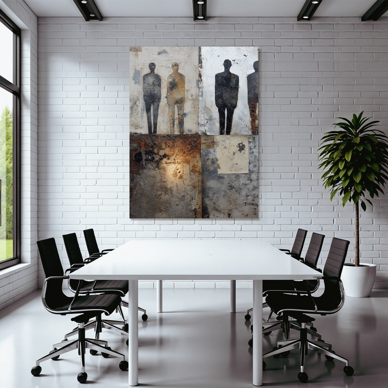 Abstrahierte Silhouette Kunstwerk Mixedmedia Hintergrund