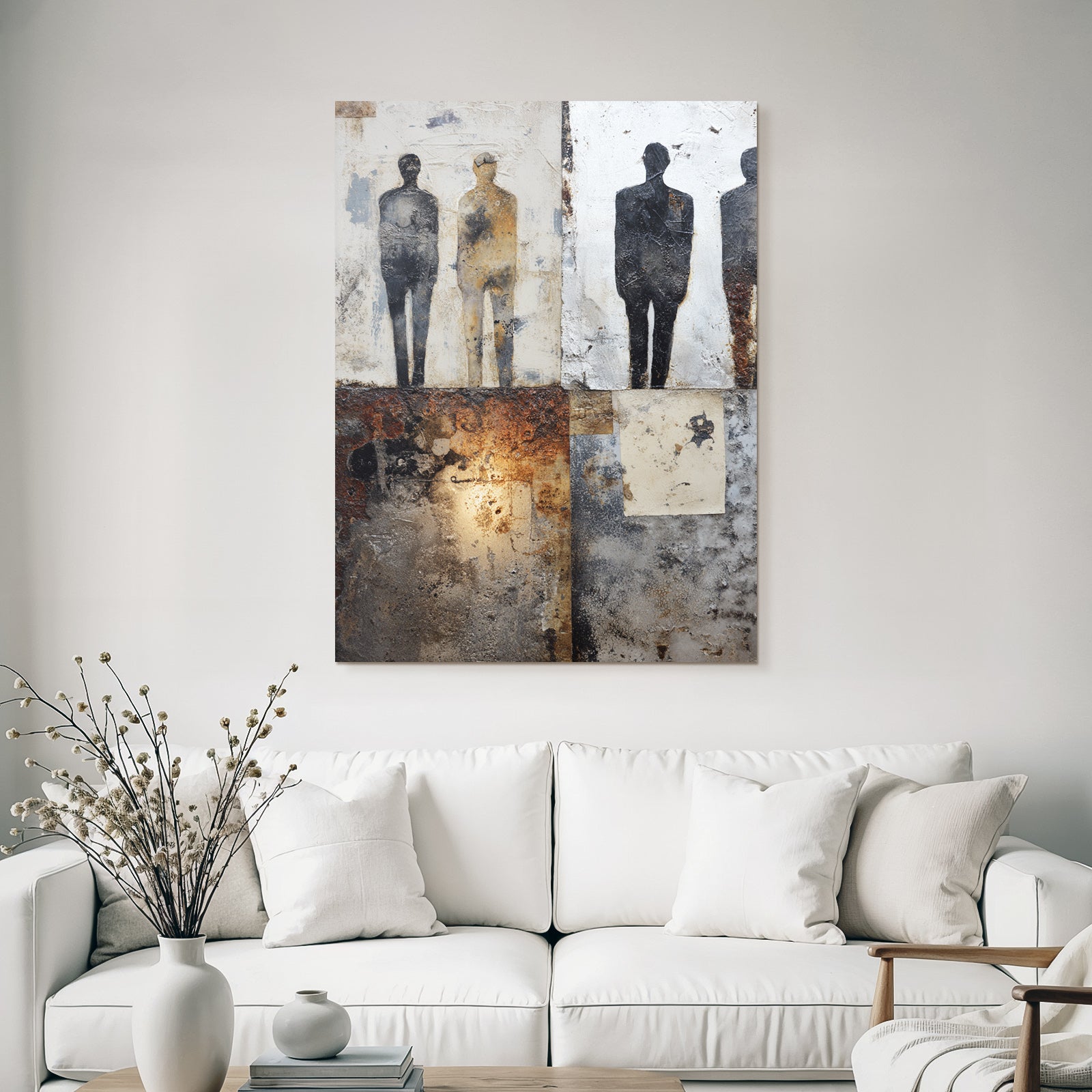 Abstrahierte Silhouette Kunstwerk Mixedmedia Hintergrund