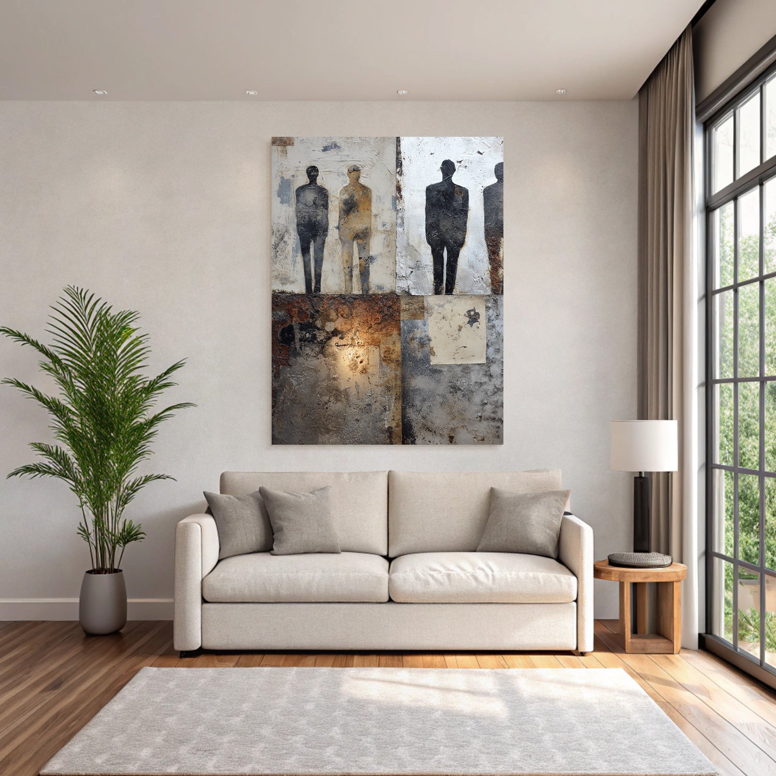 Abstrahierte Silhouette Kunstwerk Mixedmedia Hintergrund