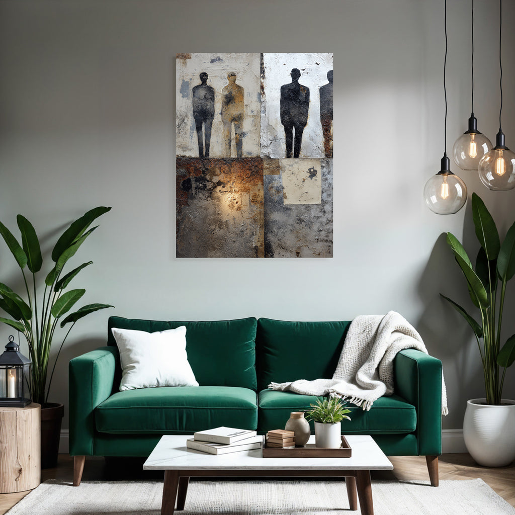 Abstrahierte Silhouette Kunstwerk Mixedmedia Hintergrund