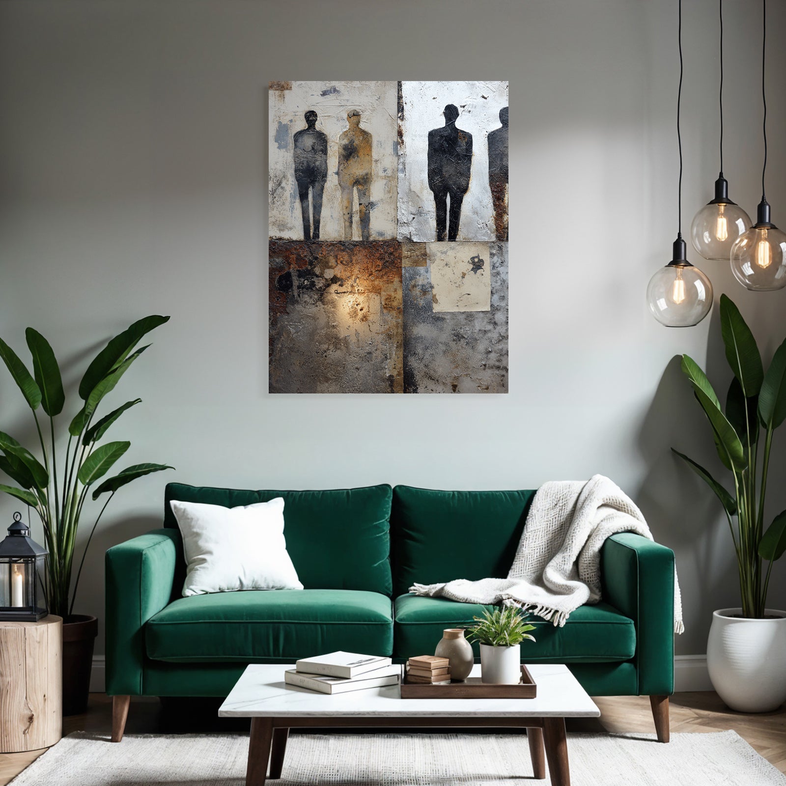 Abstrahierte Silhouette Kunstwerk Mixedmedia Hintergrund