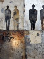 Abstrahierte Silhouette Kunstwerk Mixedmedia Hintergrund | Industrial | Einrichtungsstile