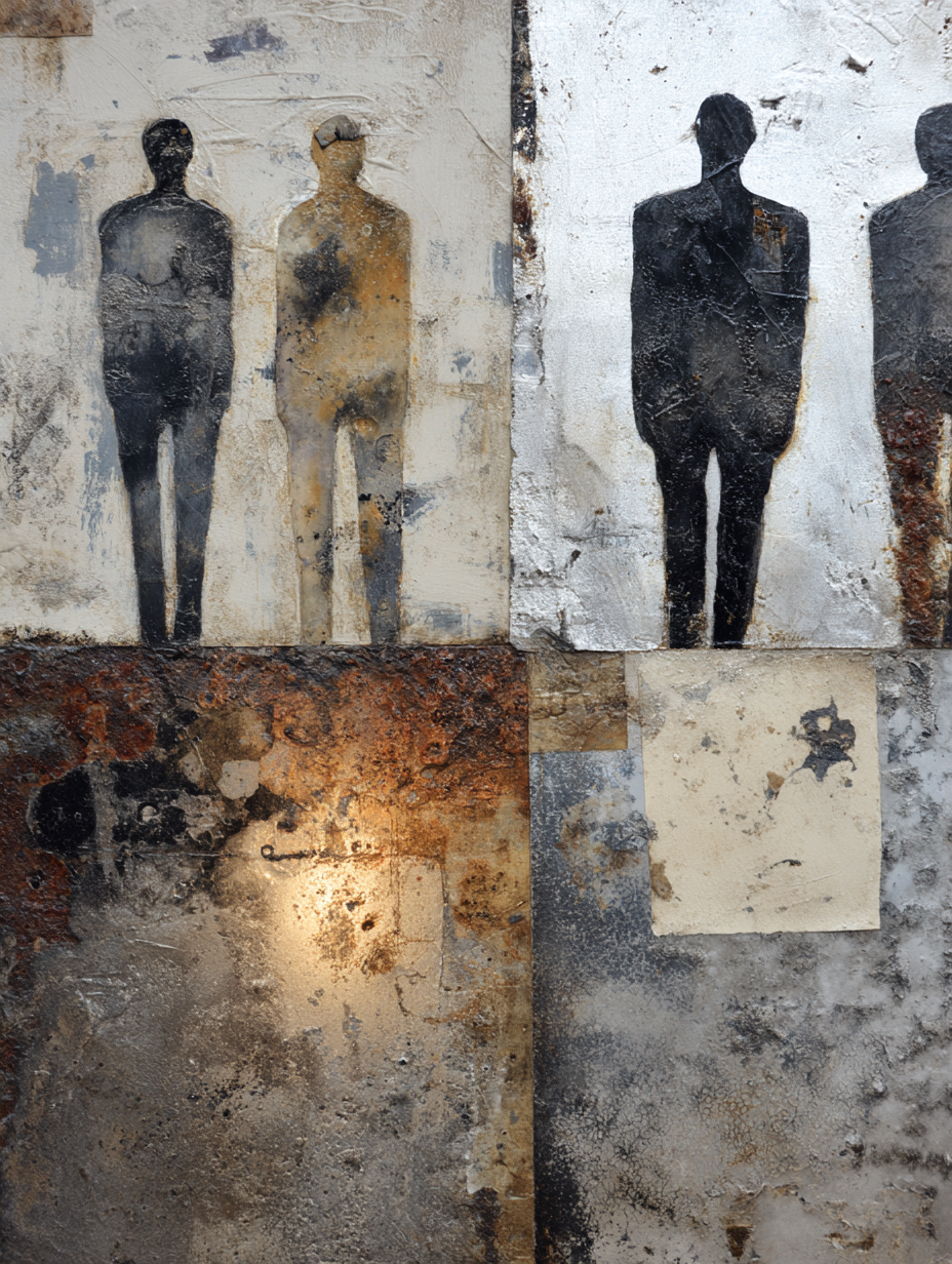 Abstrahierte Silhouette Kunstwerk Mixedmedia Hintergrund | Industrial | Einrichtungsstile