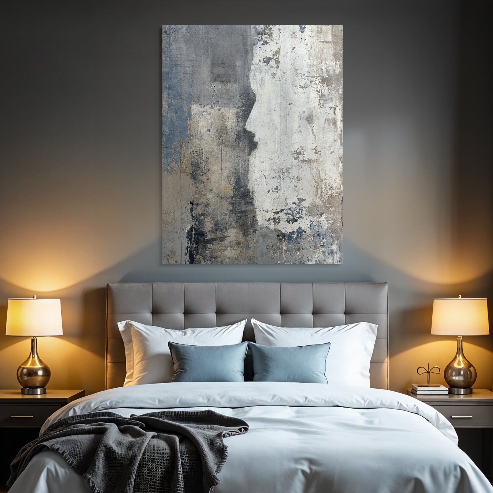 Abstrakte Design Profil Silhouette Hintergrund Grau Blau Weiss