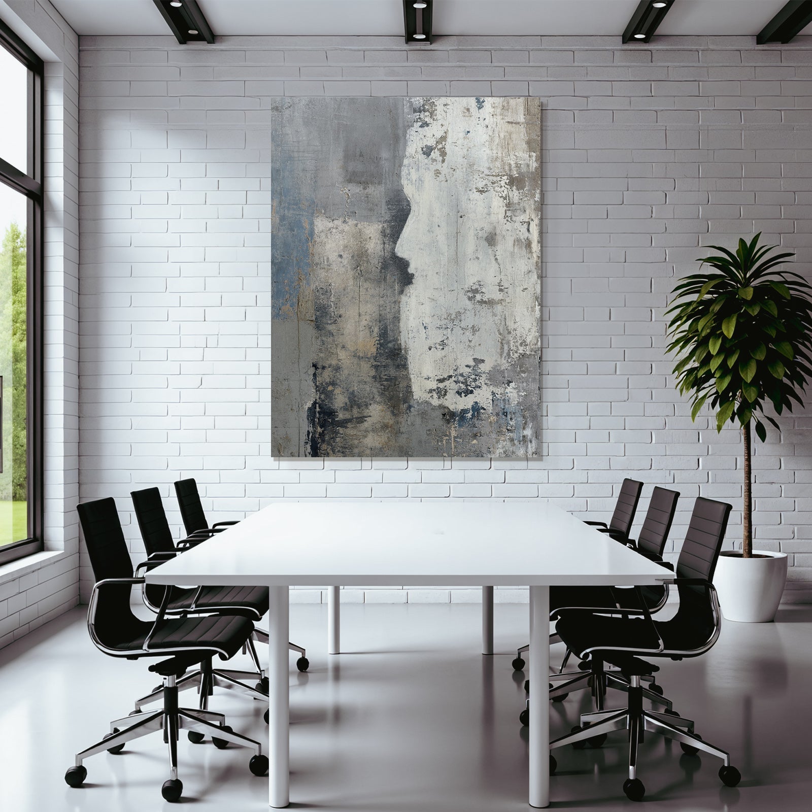 Abstrakte Design Profil Silhouette Hintergrund Grau Blau Weiss