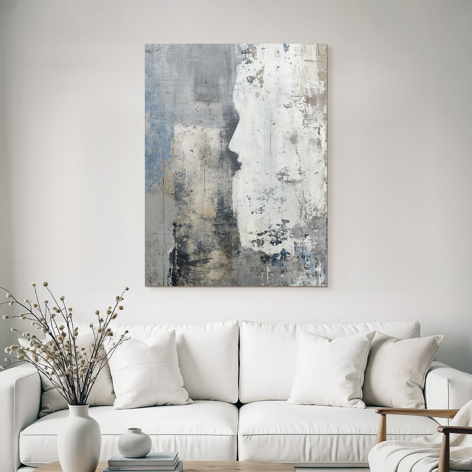 Abstrakte Design Profil Silhouette Hintergrund Grau Blau Weiss
