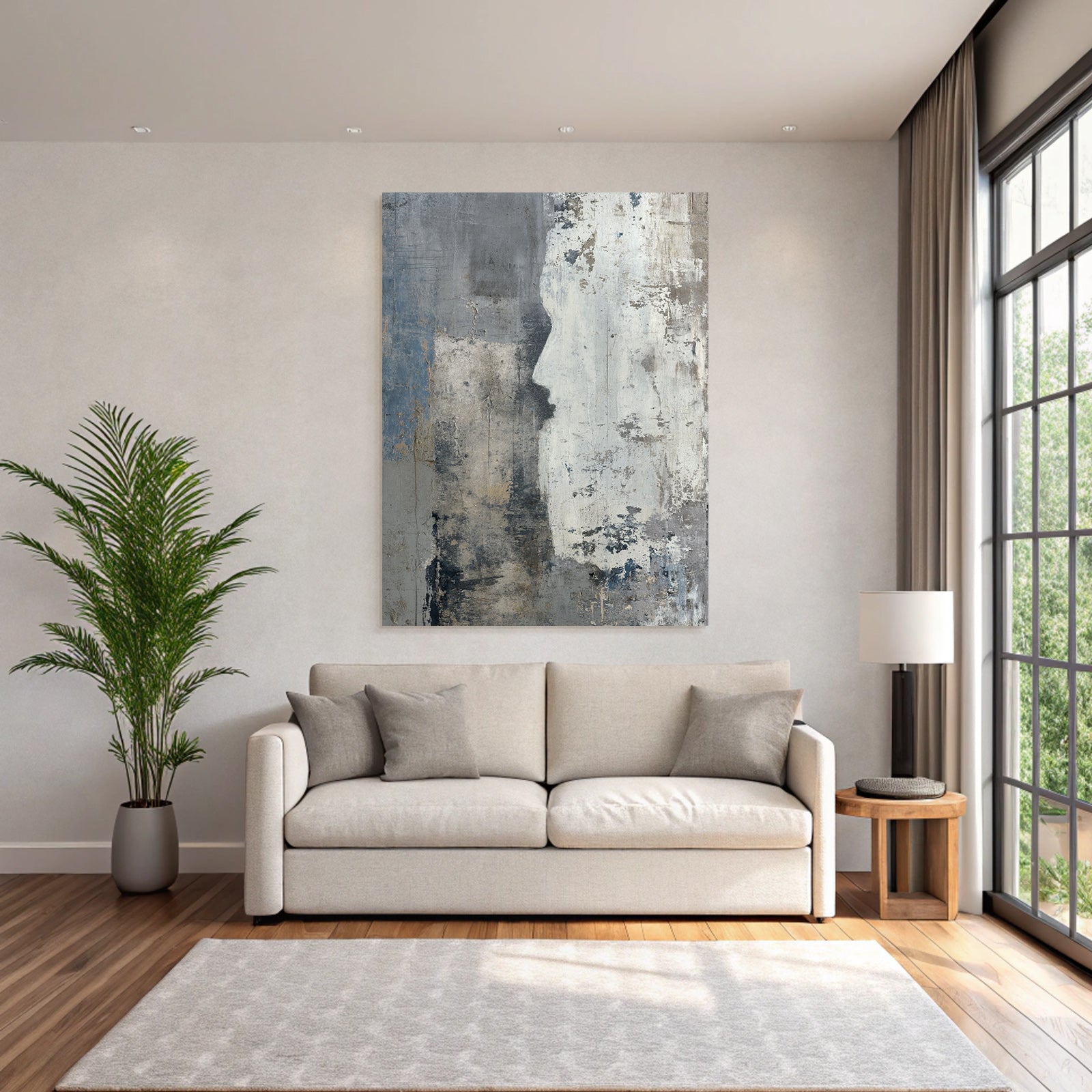 Abstrakte Design Profil Silhouette Hintergrund Grau Blau Weiss
