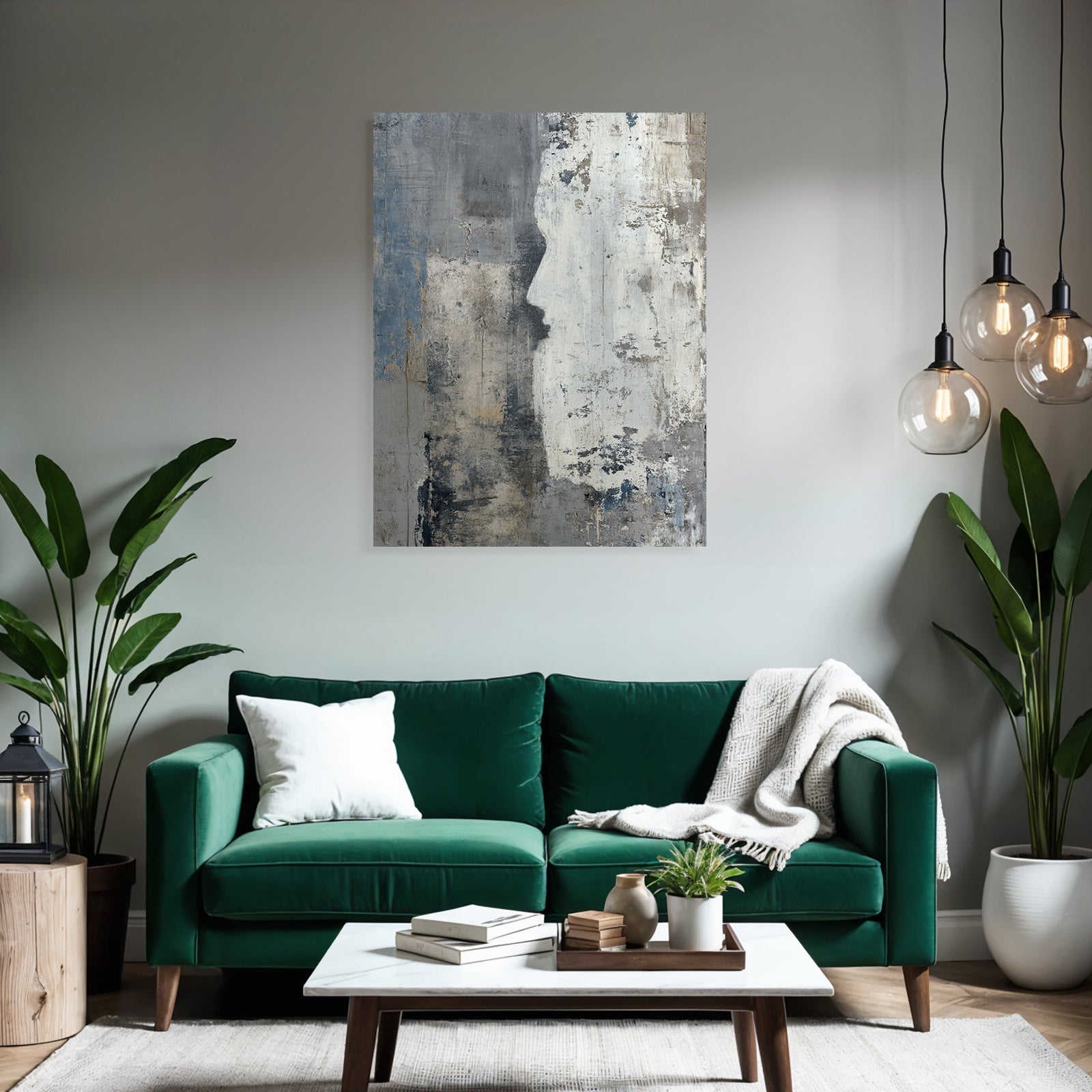 Abstrakte Design Profil Silhouette Hintergrund Grau Blau Weiss