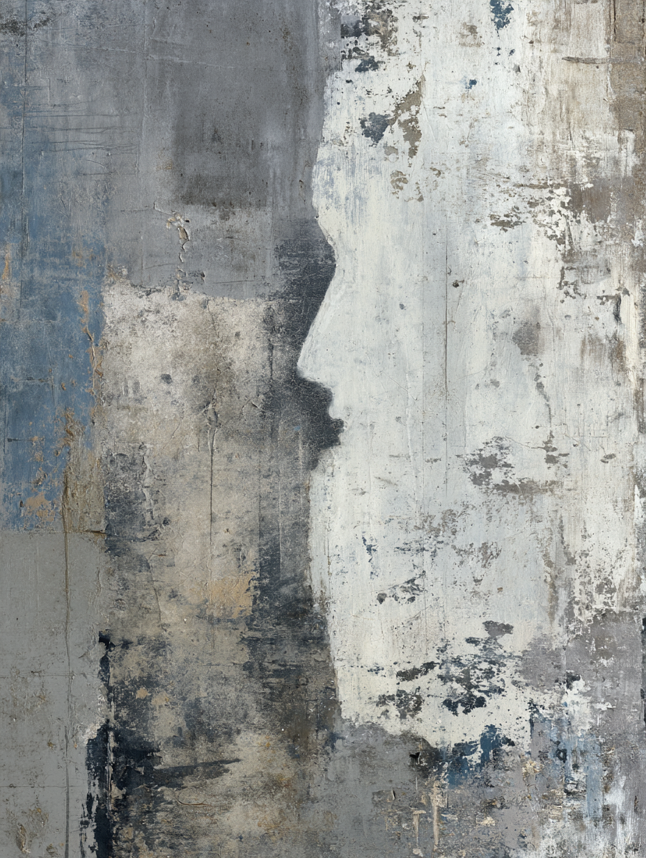 Abstrakte Design Profil Silhouette Hintergrund Grau Blau Weiss | Industrial | Einrichtungsstile