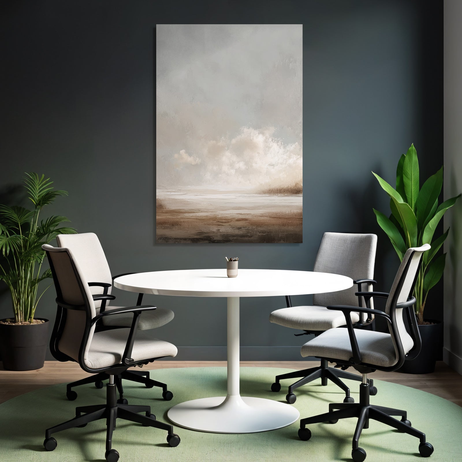 Absrakte Landschaft Smaragdgruen Sanfte Farben Friedliche Atmosphaere