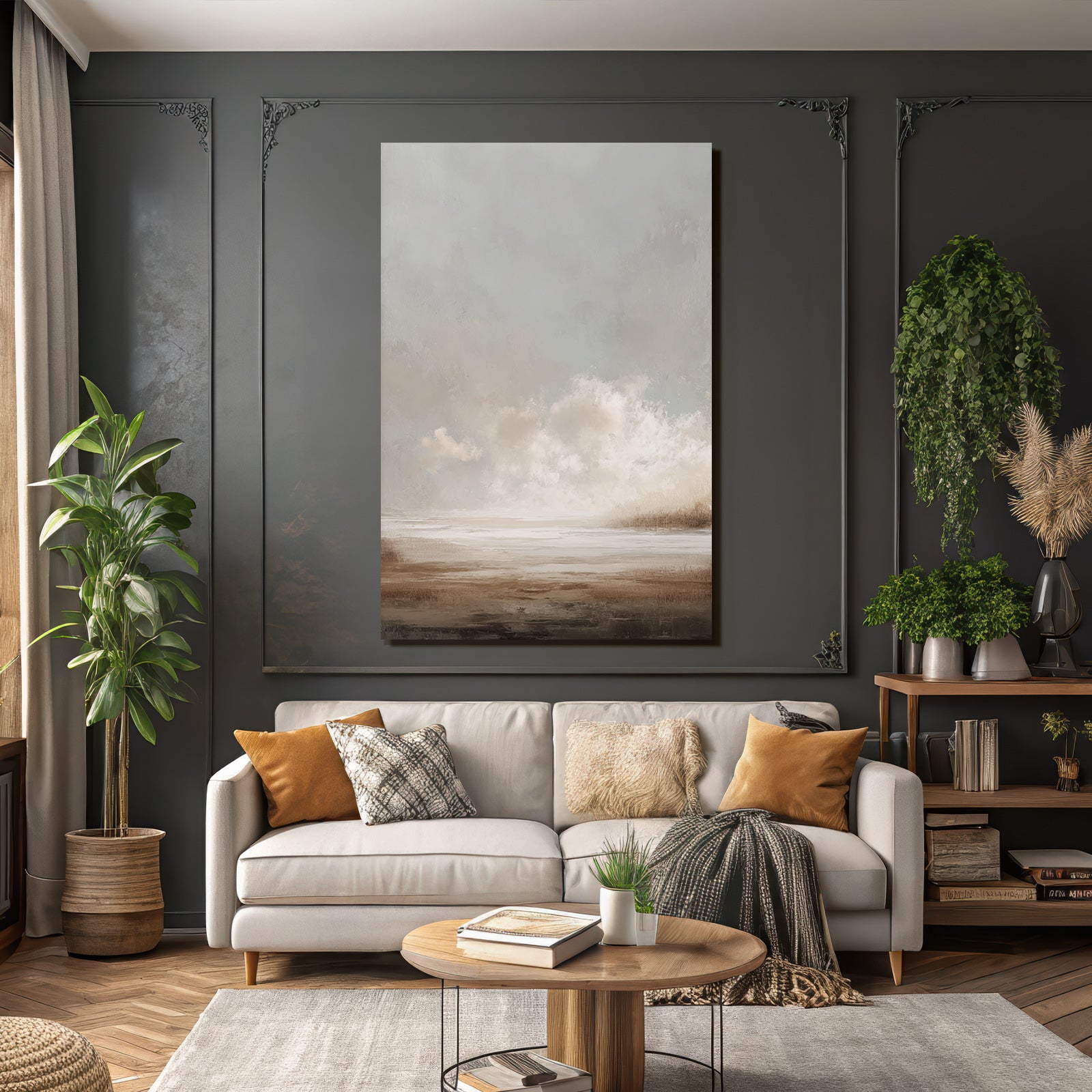 Absrakte Landschaft Smaragdgruen Sanfte Farben Friedliche Atmosphaere