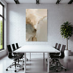 Abstract Artwork Soft Blended Colors Beige Cream Gray Organic Shapes Textured Brush Strokes