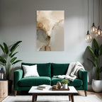 Abstract Artwork Soft Blended Colors Beige Cream Gray Organic Shapes Textured Brush Strokes