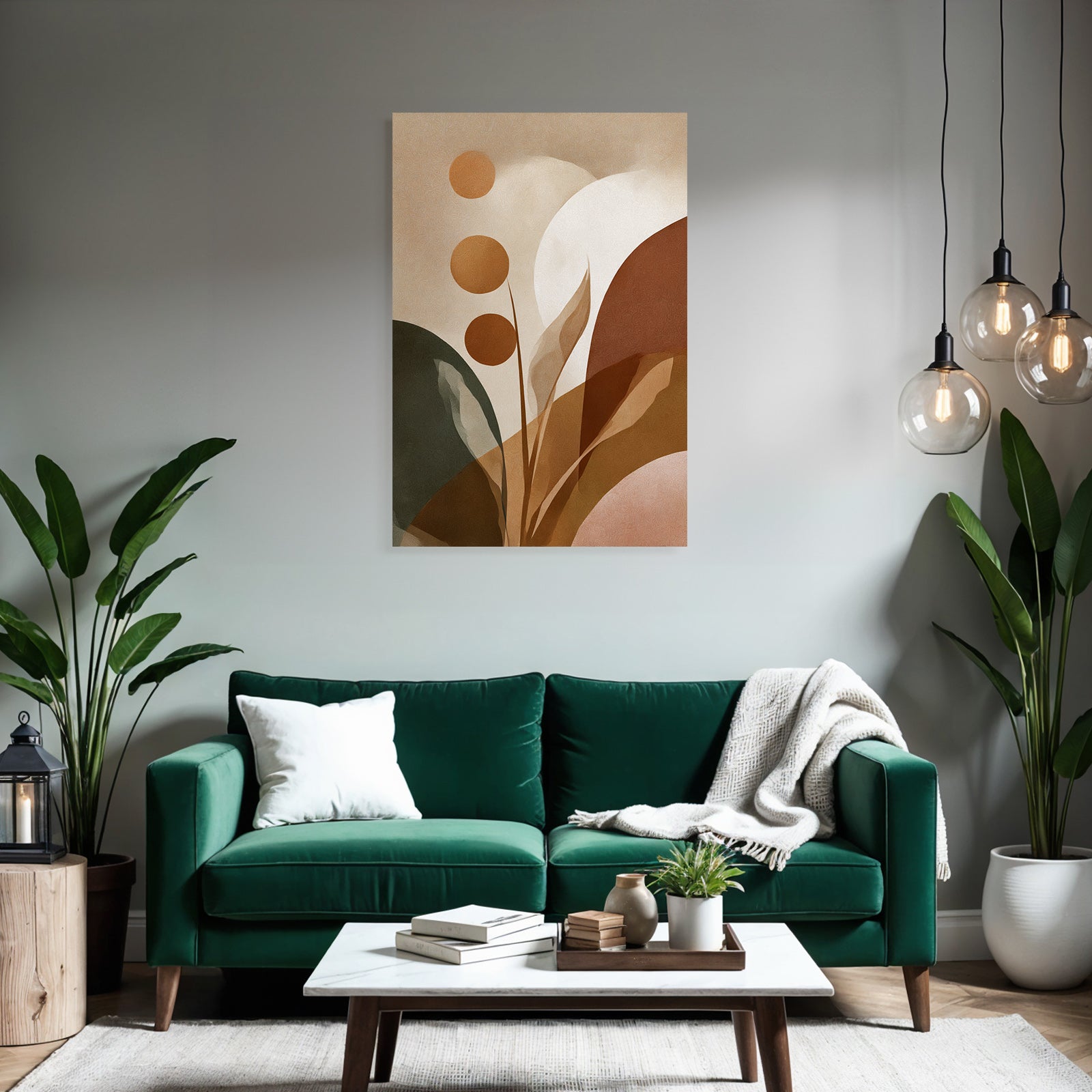 Abstract Artwork Stylized Shapes Floral Motifs Warm Earthy Tones