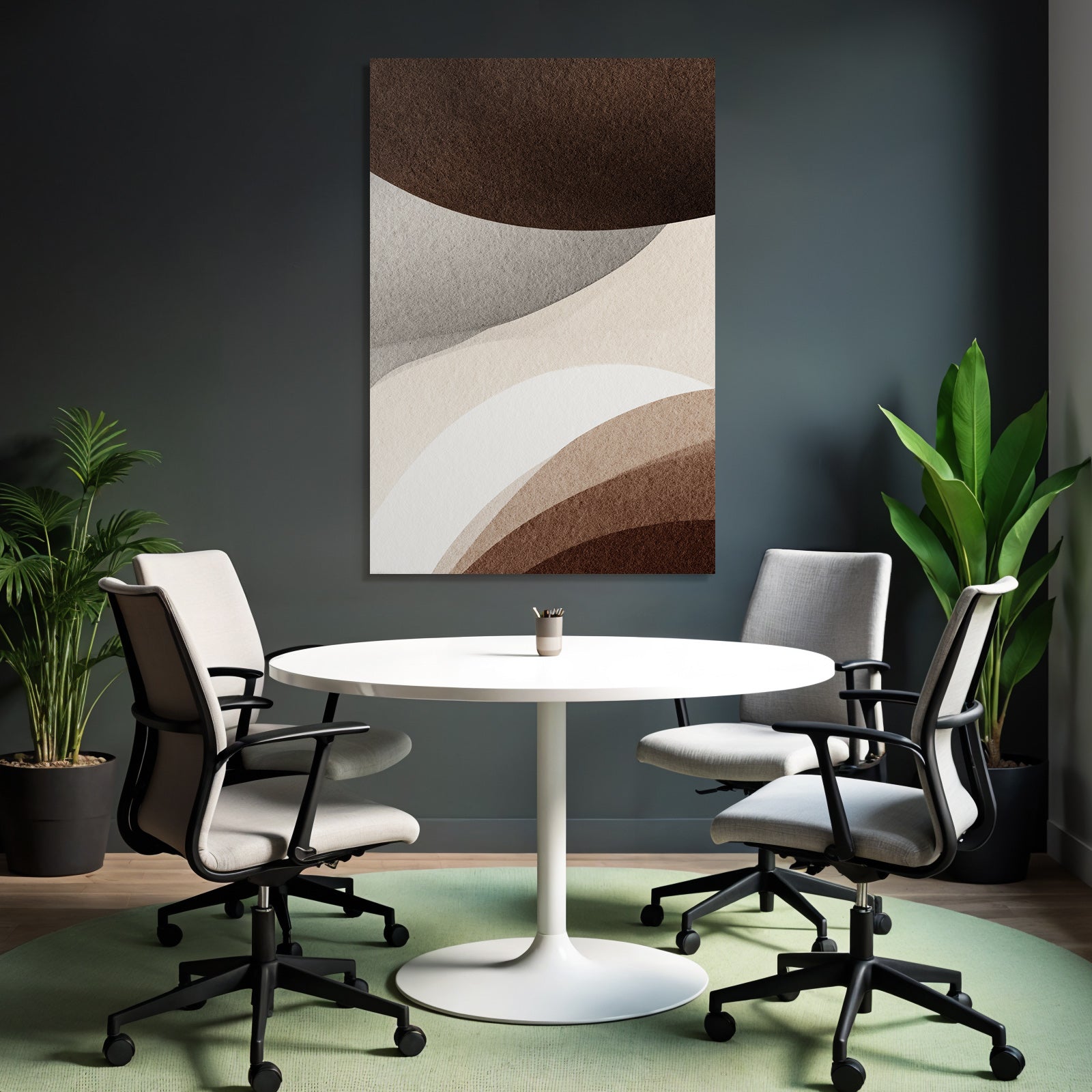Abstract Curves Brown Beige Gray Artwork
