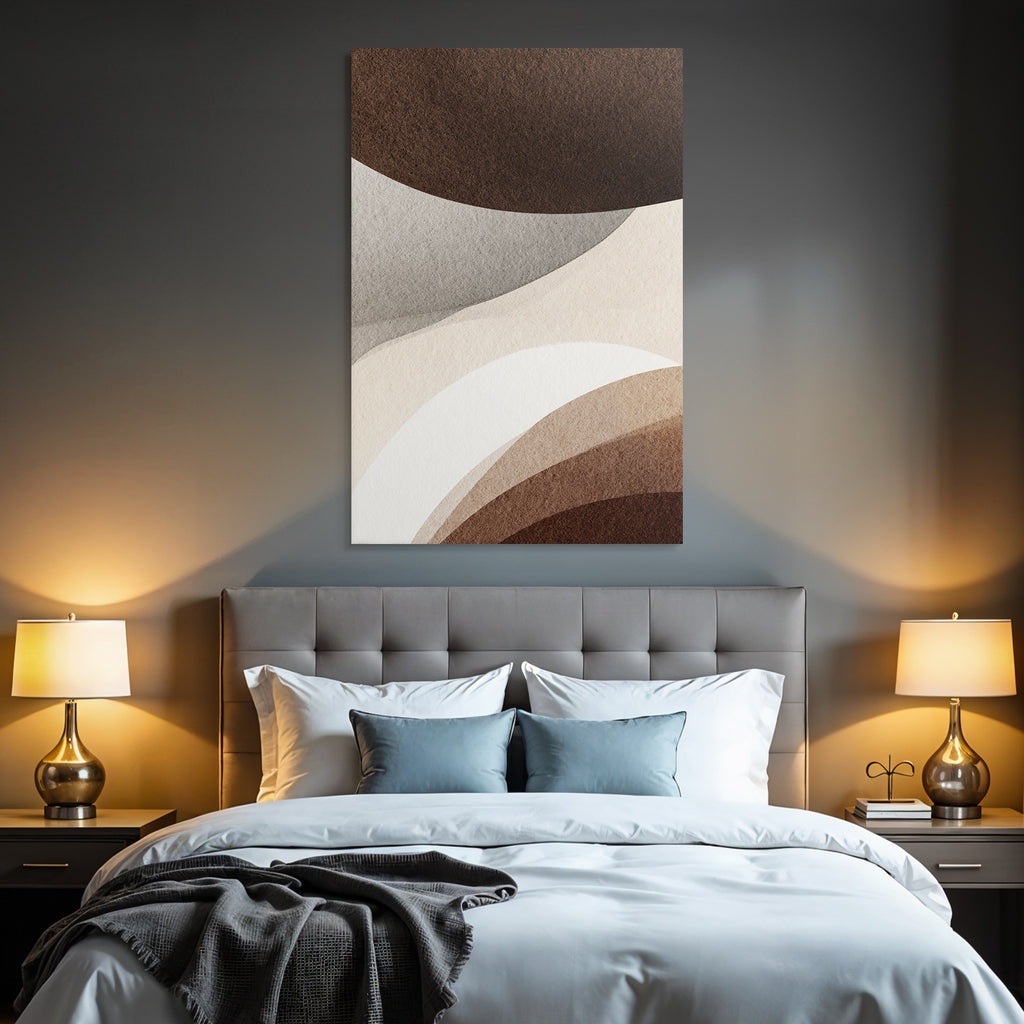 Abstract Curves Brown Beige Gray Artwork