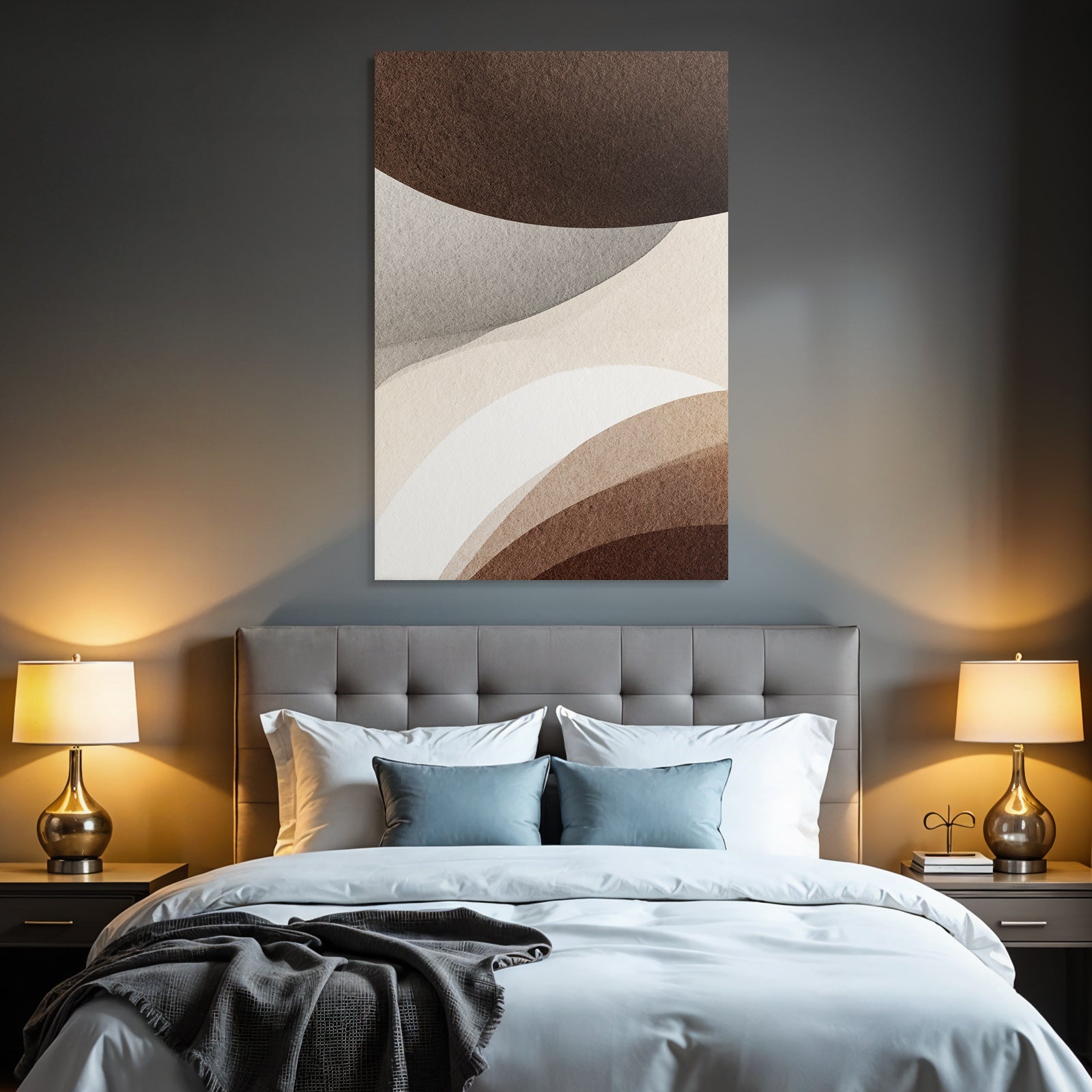 Abstract Curves Brown Beige Gray Artwork