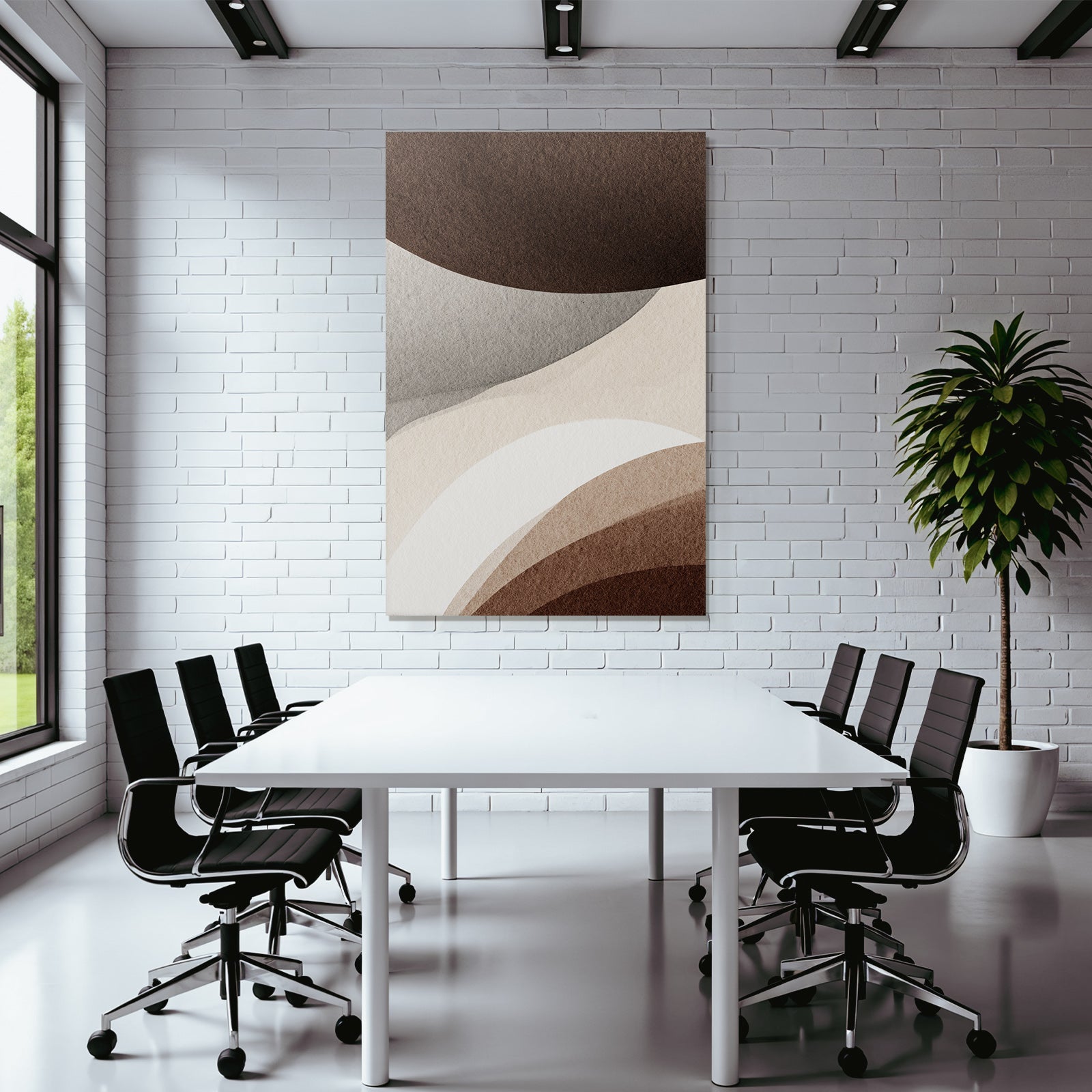 Abstract Curves Brown Beige Gray Artwork