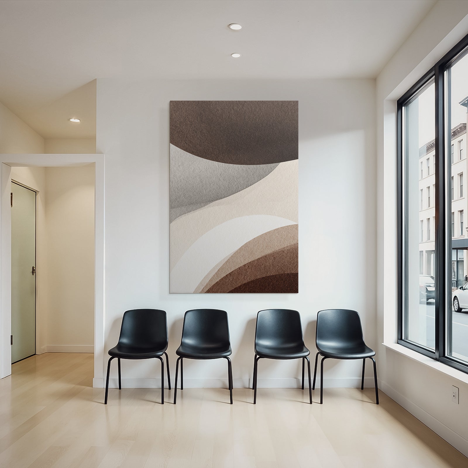 Abstract Curves Brown Beige Gray Artwork