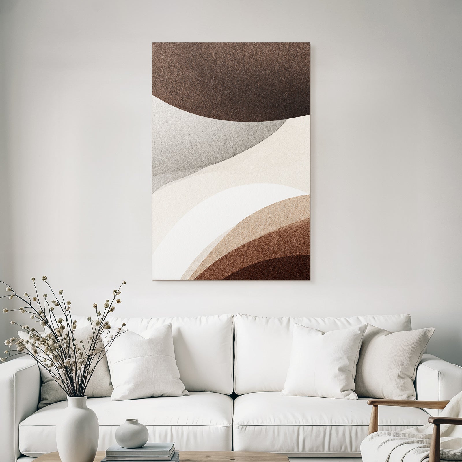 Abstract Curves Brown Beige Gray Artwork