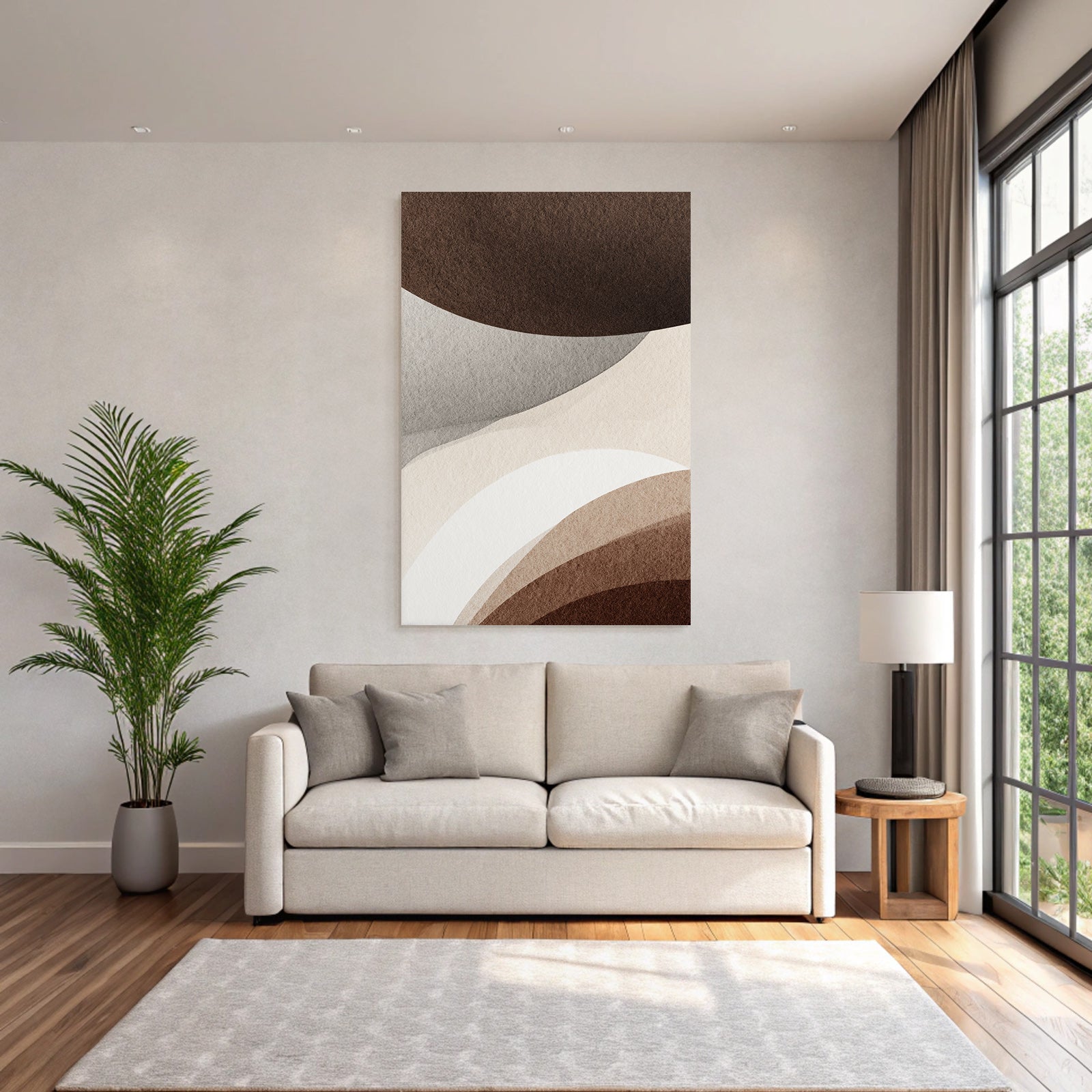 Abstract Curves Brown Beige Gray Artwork