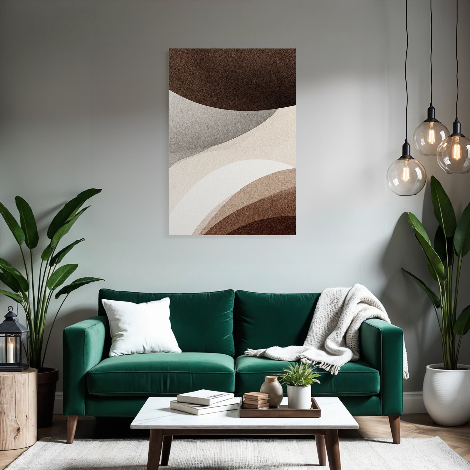 Abstract Curves Brown Beige Gray Artwork