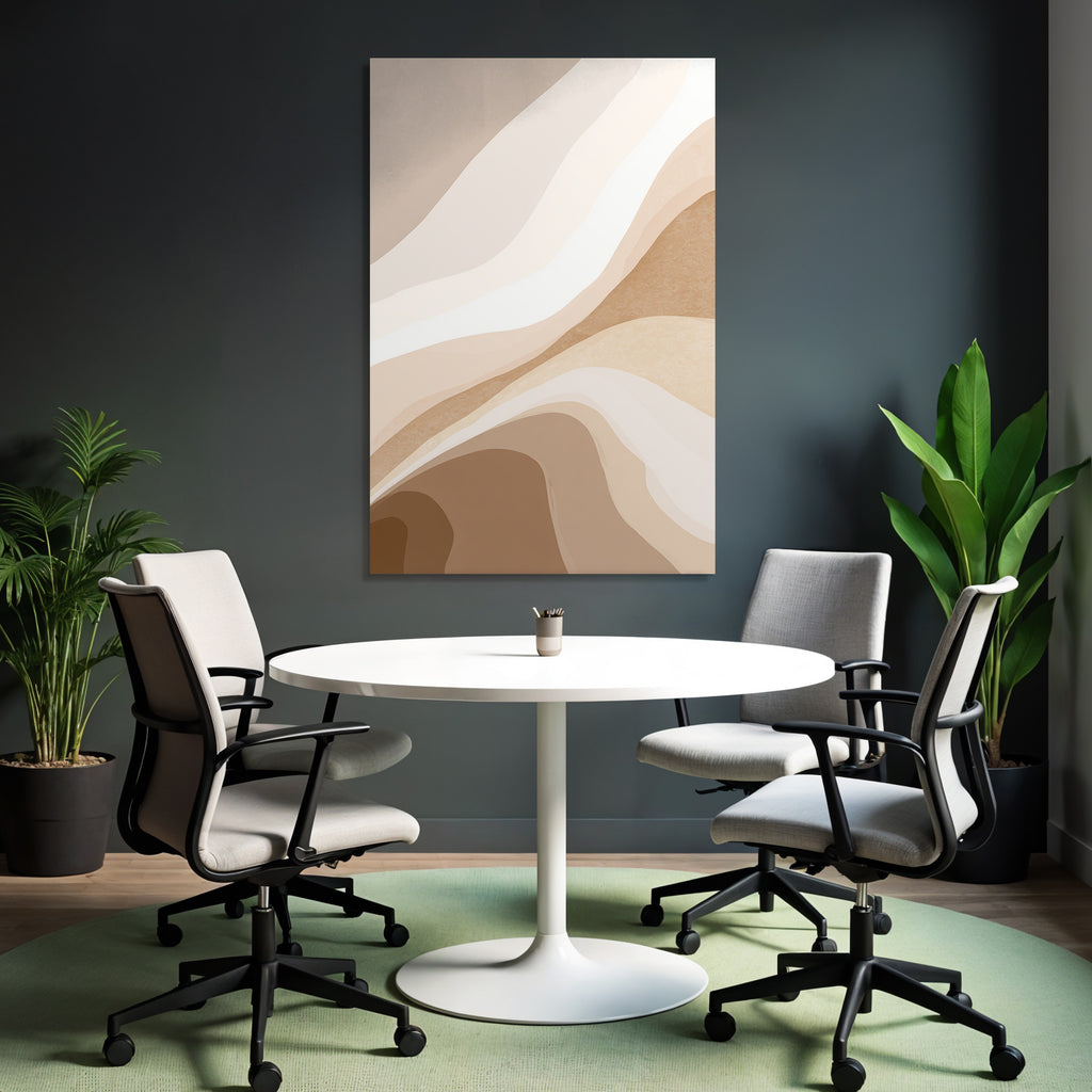 Abstract Design Beige Cream Flowing Shapes