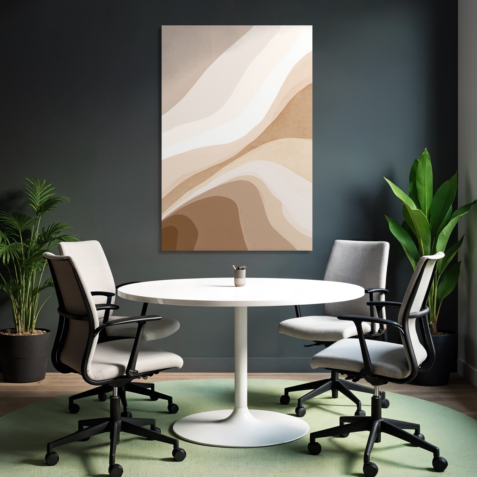 Abstract Design Beige Cream Flowing Shapes