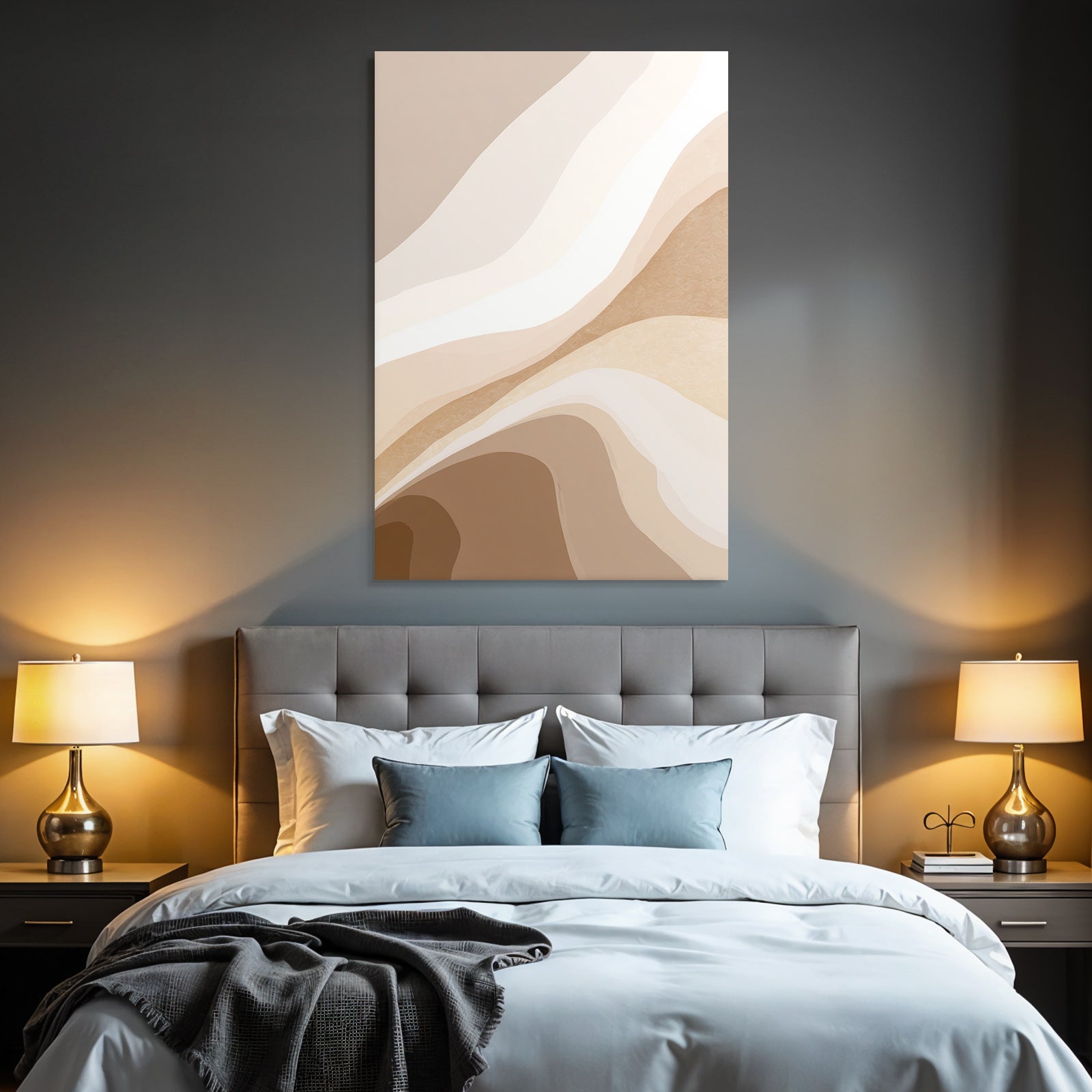 Abstract Design Beige Cream Flowing Shapes