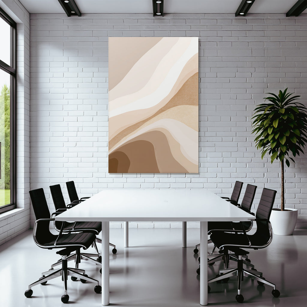 Abstract Design Beige Cream Flowing Shapes