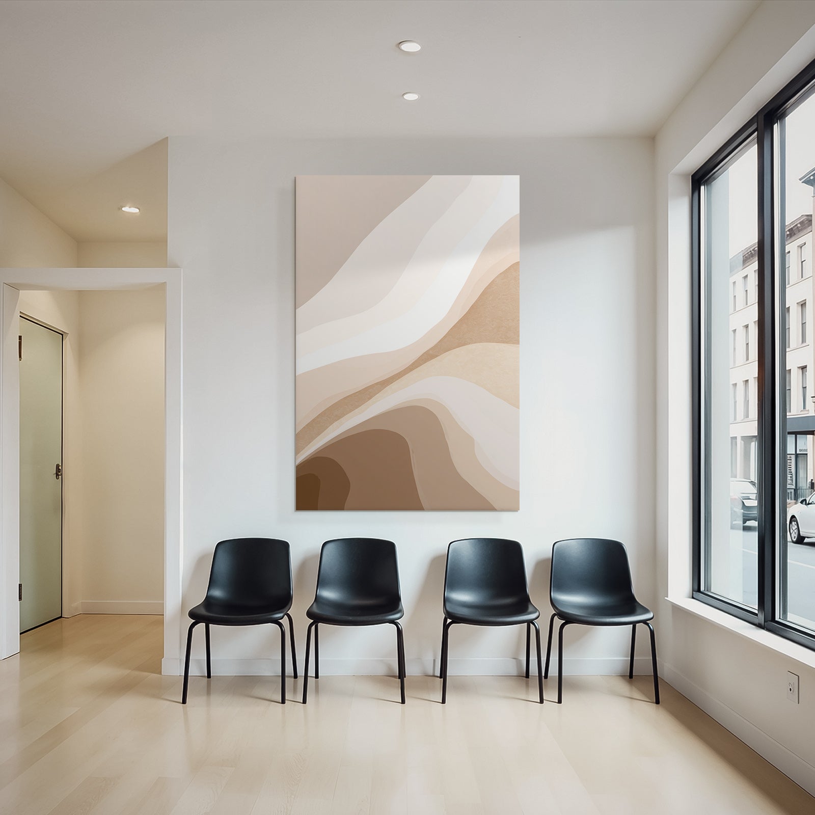 Abstract Design Beige Cream Flowing Shapes