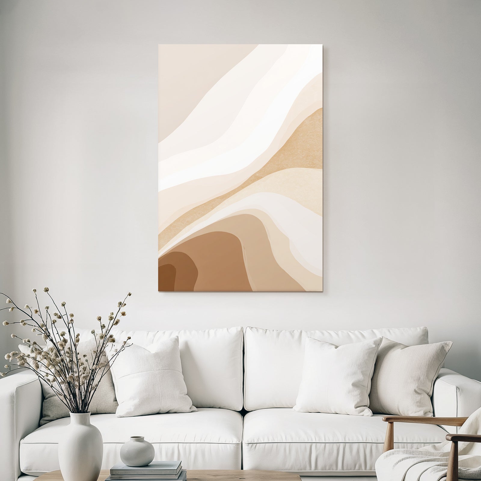 Abstract Design Beige Cream Flowing Shapes